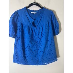 Glamaker Cobalt Blue Eyelet Top Sz S